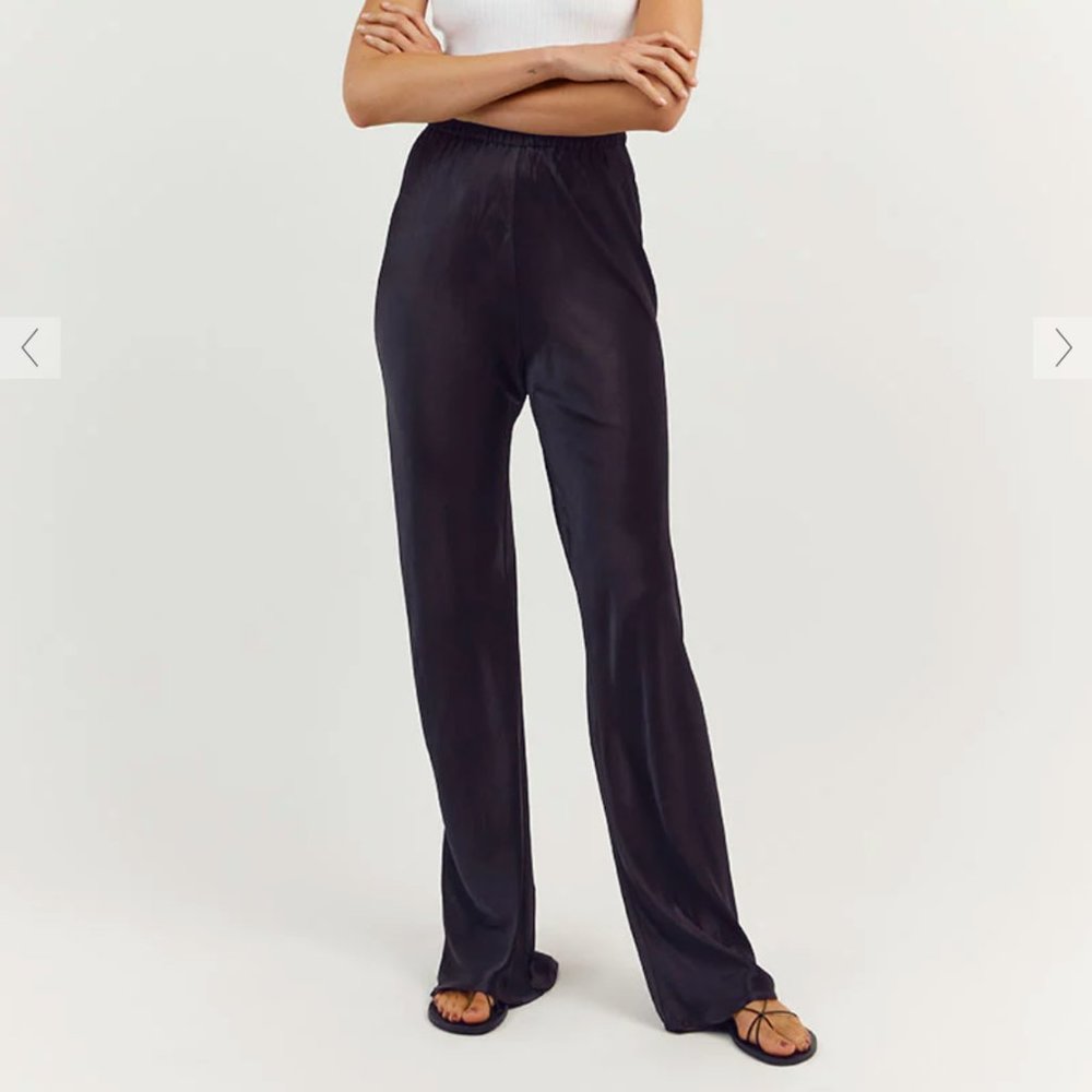 COPY - DISSH NAVY SATIN BIAS CUT PANTS
